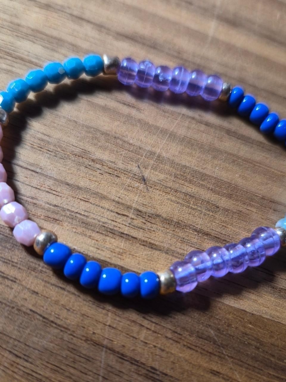Y2K Beaded Filler Bracelet in Blue, Purple & Pink